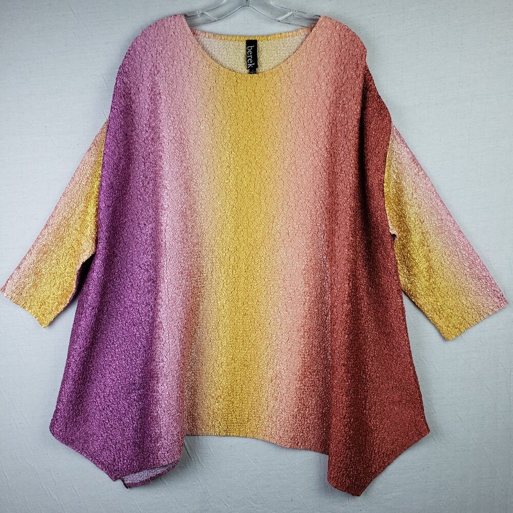 BEREK Tunic Top Ombre Fun Crinkle Colorful A-line Art-to-Wear Lagenlook size 3